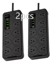 Multicontactos Usb 2500w,2m Cable 8 Salidas+3 Usb+1 Tipo C